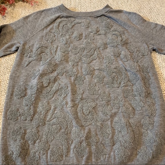 Chelsea28 Fuzzy Floral Light Grey Sweater - Picture 3 of 9